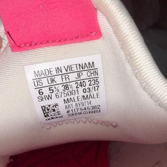 Adidas Men’s White and Pink Sneakers - Picture 6 of 7